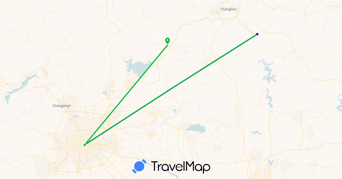 TravelMap itinerary: driving, bus in China (Asia)